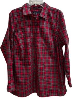 Lands' End Women's 100% Supima Cotton Button Front Pop-over Shirt Sz 16W No Iron